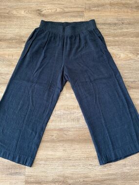 Double Zero Navy Wide-Leg Pull-On Culottes